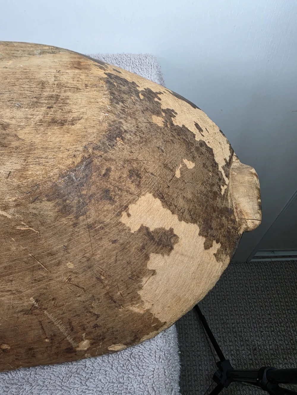 Antique Primitive Hand Carved Hewn Wooden Dough Bowl